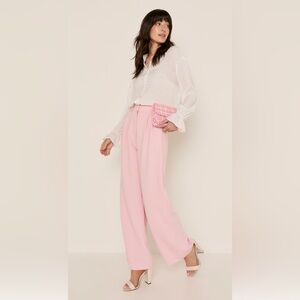 Chic Pink Wide Leg Women's Pants